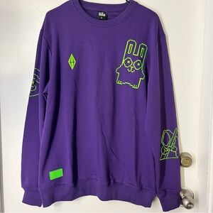 The Sims 25th Anniversary Purple Crewneck Sweater Gaming Embroidered Size L